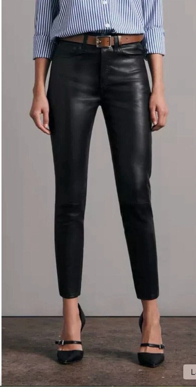 Rag & Bone Simone Lamb Leather Skinny Jeans Black
